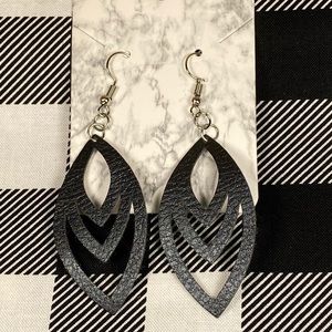 Black faux leather earrings